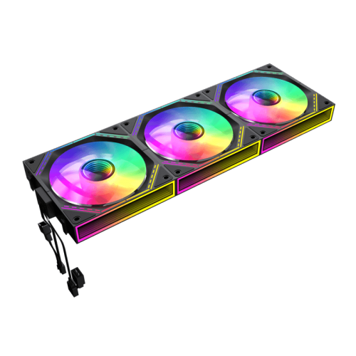 Kit Ventilatoare Gamemax FN12A-S3I Black, RGB LED, 120mm, Black, 3 bucati