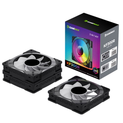 Ventilator Gamemax KF300 ARGB Reverse Black, 120 mm, 3 bucati