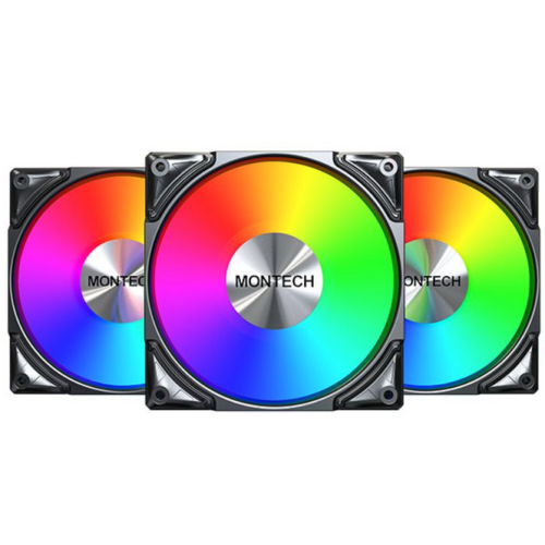 Kit Ventilatoare Montech Metal Pro ARGB LED, 120mm, Black, 3 bucati