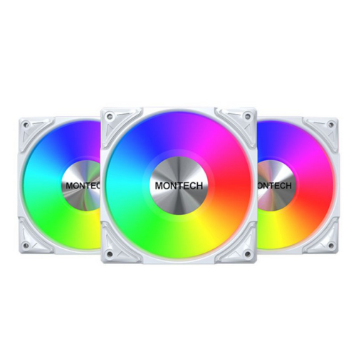 Kit Ventilatoare Montech Kit 3x METAL PRO 120 ARGB LED, 120 mm, White, 3 bucati