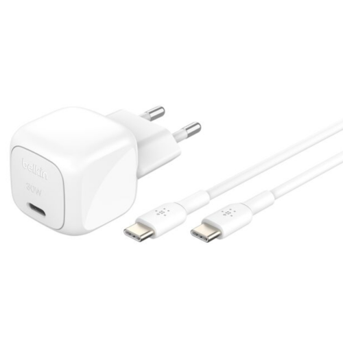 Incarcator retea Belkin BoostCharge Compact WCA008KQ1MWH-B6, 1 x USB-C, 30W, White