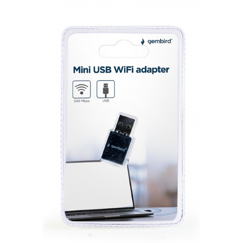 Adaptor Wireless Gembird Mini WNP-UA300-01, 300 Mbps, Black