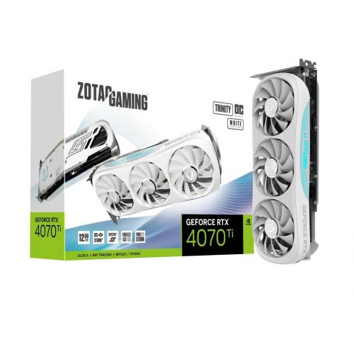 Placa video ZOTAC nVidia GeForce RTX 4070 Ti Trinity OC White Edition 12GB, GDDR6X, 192bit