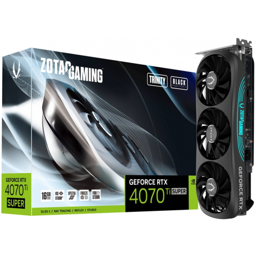 Placa video Zotac nVidia GeForce RTX 4070 Ti SUPER Trinity Black Edition 16GB, GDDR6X, 256bit